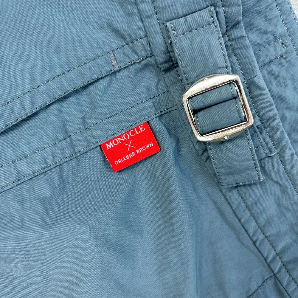 Monocle x Orelbar Brown Shorts Mens 36 Blue-Gray 100% Nylon Adjustable Waist